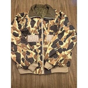 Vtg Columbia Jacket Mens L 90s Waterfowl Camo Reversible Hunting Bomber READ